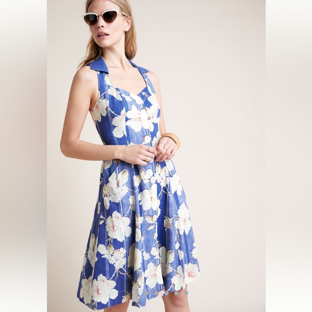 Anthropologie Camellia Collared Dress-size 10